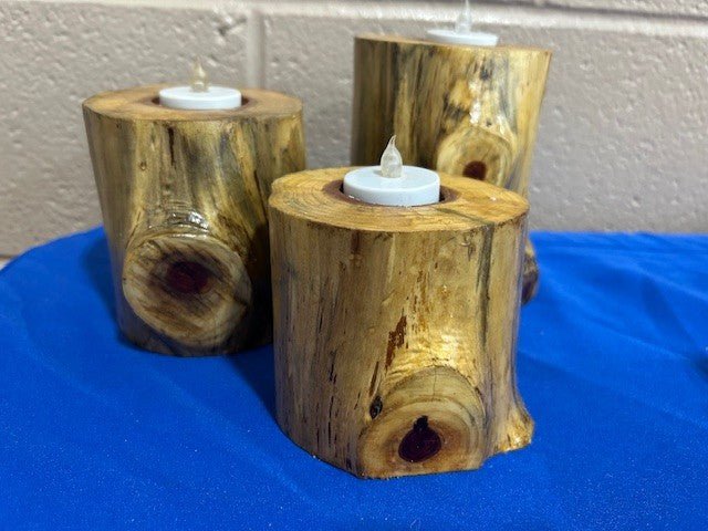 Tree Stump Candle Holders - Set of 3 - Dave Davis Woodworking