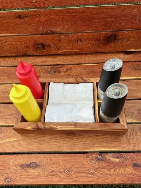 cedar Condiment/Napkin Holder - 4 compartments - Dave Davis Woodworking