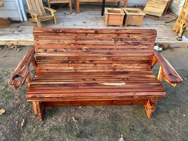 Glider Swing Bench with Cup Holders - Dave Davis Woodworking