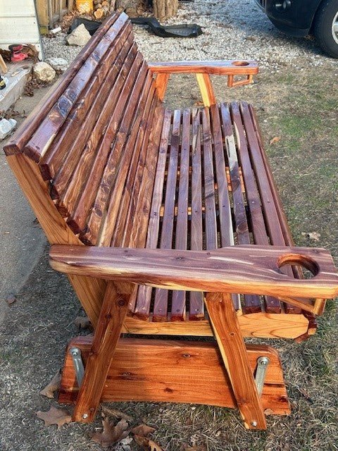 Glider Swing Bench with Cup Holders - Dave Davis Woodworking