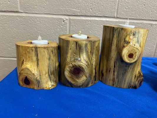 Tree Stump Candle Holders - Set of 3 - Dave Davis Woodworking